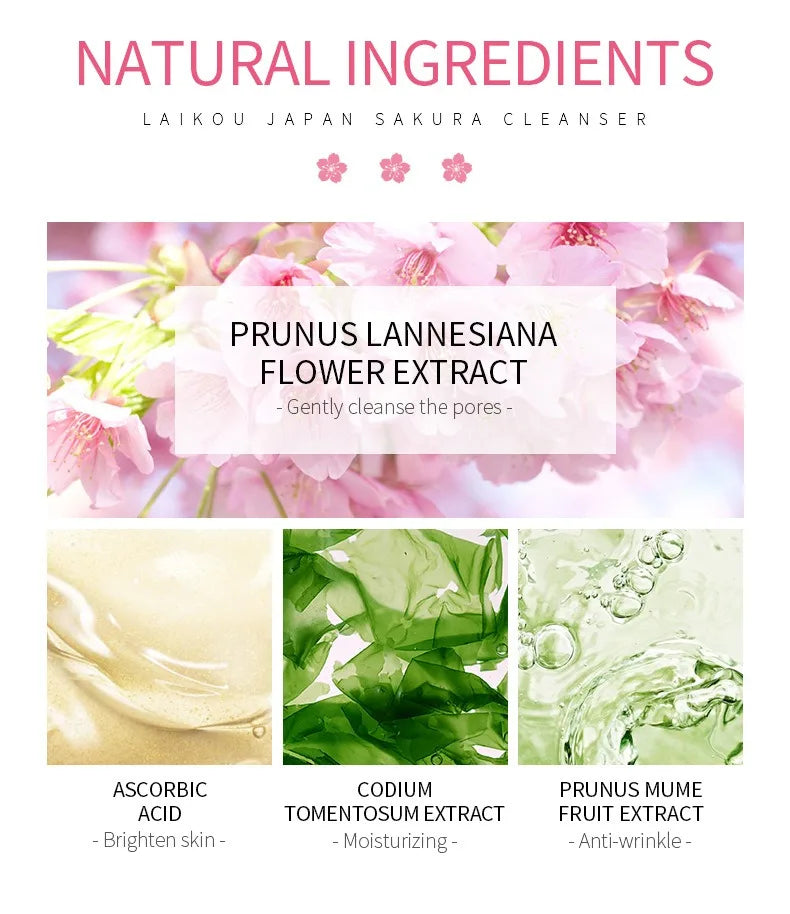 Sakura Cleanser Rich Foam Deep Clean Remove Grease Improve Oily Face Wash Cream Gentle Moisturizing Remove Blackhead Cleanser Velareskin