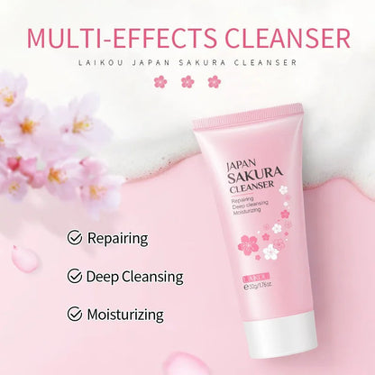 Sakura Cleanser Rich Foam Deep Clean Remove Grease Improve Oily Face Wash Cream Gentle Moisturizing Remove Blackhead Cleanser Velareskin