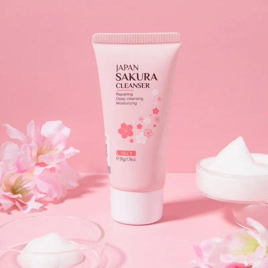 Sakura Cleanser Rich Foam Deep Clean Remove Grease Improve Oily Face Wash Cream Gentle Moisturizing Remove Blackhead Cleanser Velareskin
